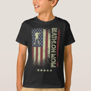 Usa American Flag - Biathlon Mom 1  T-Shirt