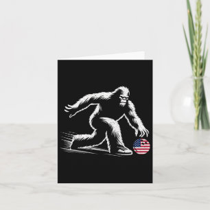 Usa American Flag Bigfoot Bowling Bowler Card