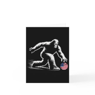 Usa American Flag Bigfoot Bowling Bowler  Card