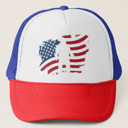 USA American Flag Bigfoot Sasquatch Trucker Hat