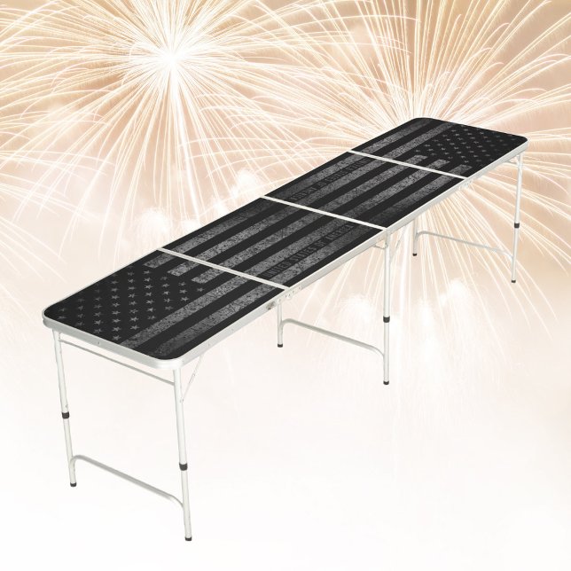 USA American Flag Black Grunge with Team Names Beer Pong Table (Creator Uploaded)