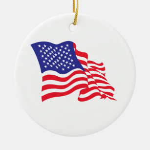 USA/American Flag Ceramic Ornament