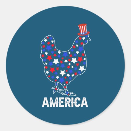 USA American Flag Chicken Lover 4th of July Classic Round Sticker