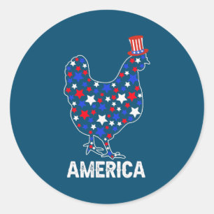 USA American Flag Chicken Lover 4th of July Classic Round Sticker
