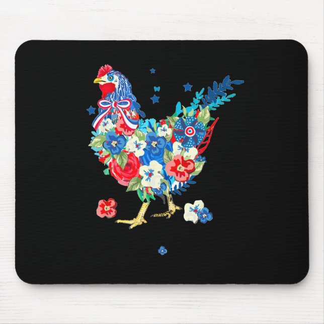 Usa American Flag Chicken Lover 4th Of July Patrio Mouse Pad (Front)