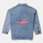 Usa American Flag Cityscape Denver Colorado Skylin Denim Jacket
