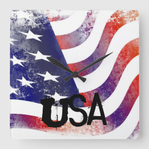 USA American Flag Clock