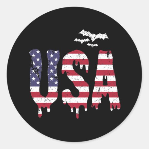 USA American Flag Colors Flying Bats Classic Round Sticker