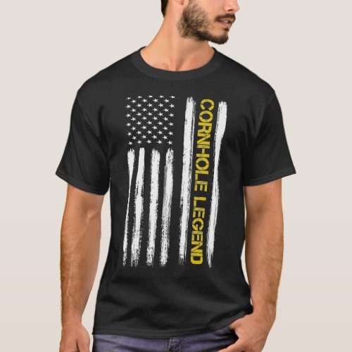 USA American Flag Cornhole Legend Champion Bean Ba T_Shirt