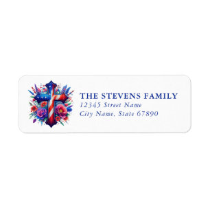 USA American Flag Cross Return Address Labels
