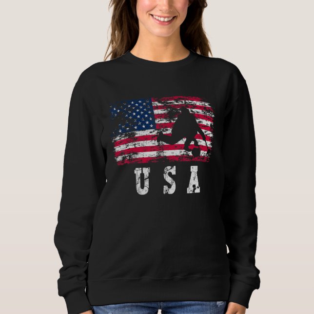 USA American Flag Curling Winter Sports Sweatshirt (Front)