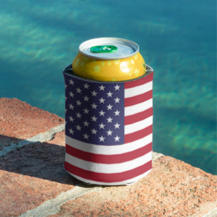USA American Flag, Custom Personalized Beer Can Cooler