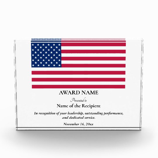 USA American Flag Custom Personalized Patriotic Acrylic Award | Zazzle.com