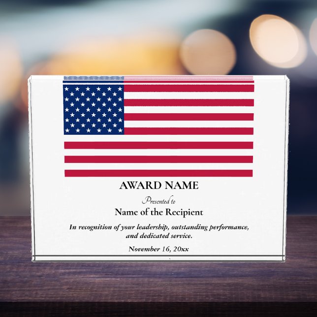 USA American Flag Custom Personalized Patriotic Acrylic Award (USA American Flag Custom Personalized Patriotic Acrylic Award)