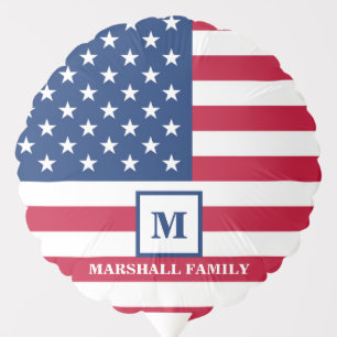 USA American Flag Customized Monogram 4th Of July Balloon