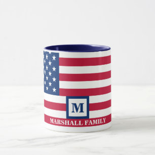 USA American Flag Customized Monogram 4th Of July Mug