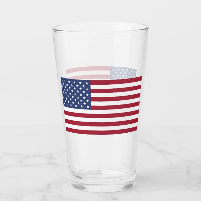USA American Flag Design Drinking Glass