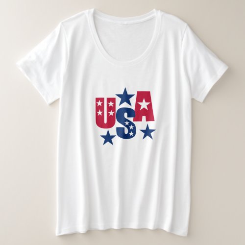 USA American Flag design Plus Size T_Shirt