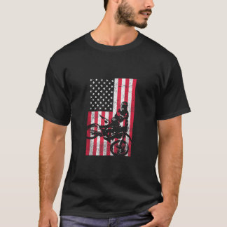 USA American Flag Dirt Bike Red White Blue 4th of T-Shirt