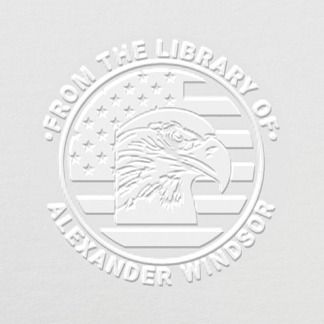 USA American Flag, Eagle Head Library Book Name Embosser (Design)