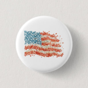 USA American Flag Floral Button