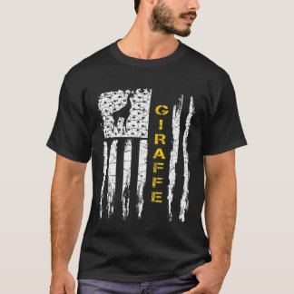 Usa American Flag Giraffe Animals Silhouette T-Shirt