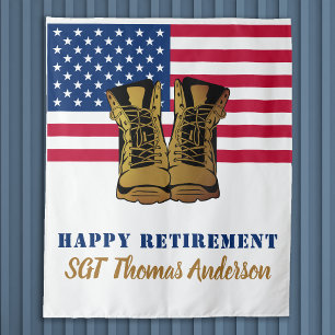 USA American Flag Gold Boots Military Retirement Tapestry
