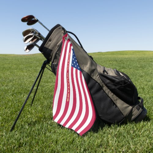 USA American Flag Gold Monogrammed Patriotic Team Golf Towel
