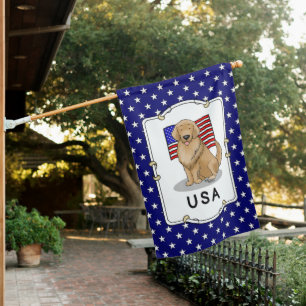 USA American Flag Golden Retriever Dog Cute