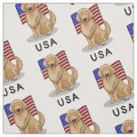 USA American Flag Golden Retriever Dog Fabric