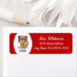 USA American Flag Golden Retriever Dog Patriotic Label