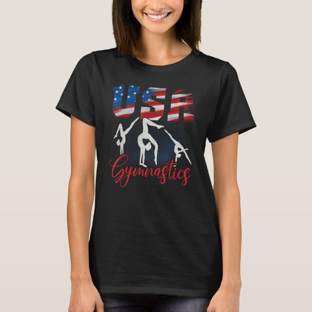 USA American Flag Gymnastics Tee Gymnast 4th of Ju (Front)