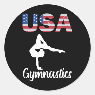 Usa American Flag Gymnastics Tee Gymnast 4th Of Ju Classic Round Sticker