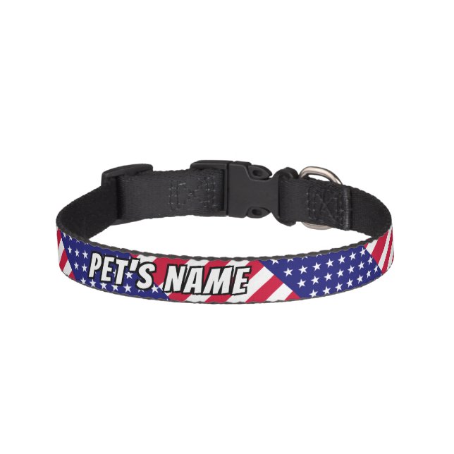 USA American Flag Happy Pet Pet Collar (Front)