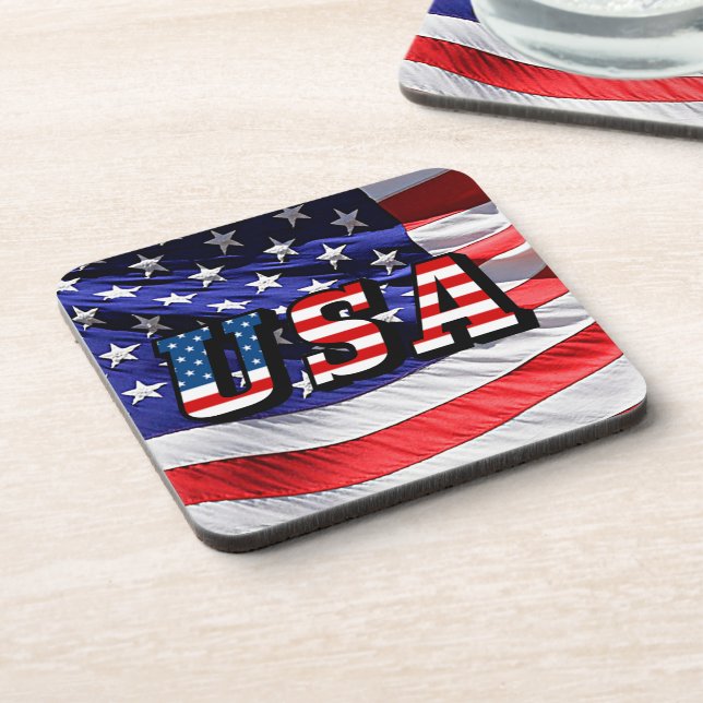 USA - American Flag Hard Plastic Coaster (Left Side)