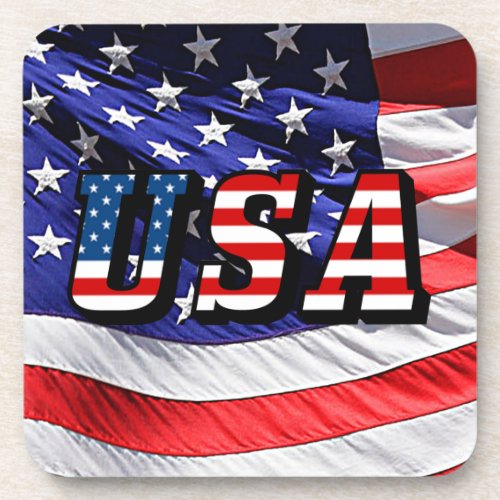 USA _ American Flag Hard Plastic Coaster
