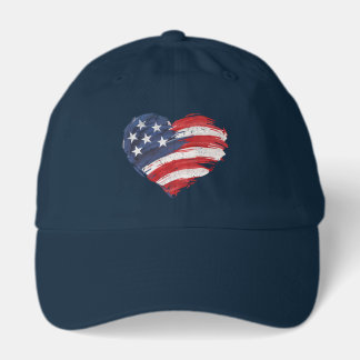 USA American Flag Heart Hat