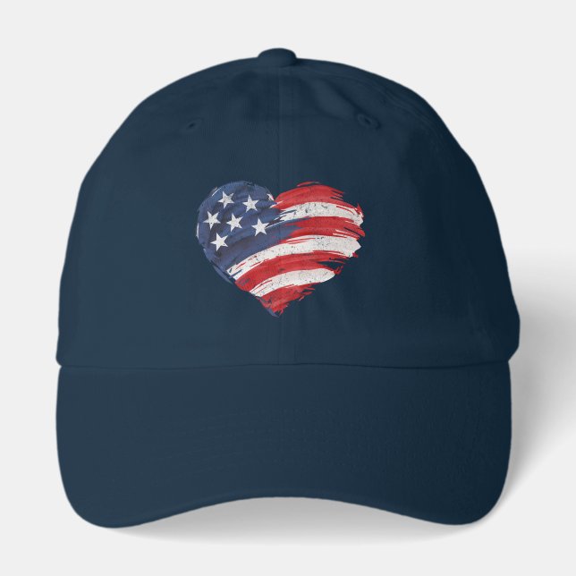 USA American Flag Heart Hat (Front)