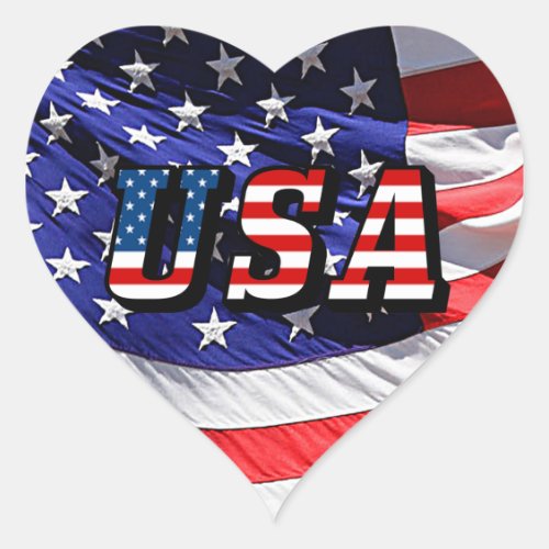 USA _ American Flag Heart Stickers