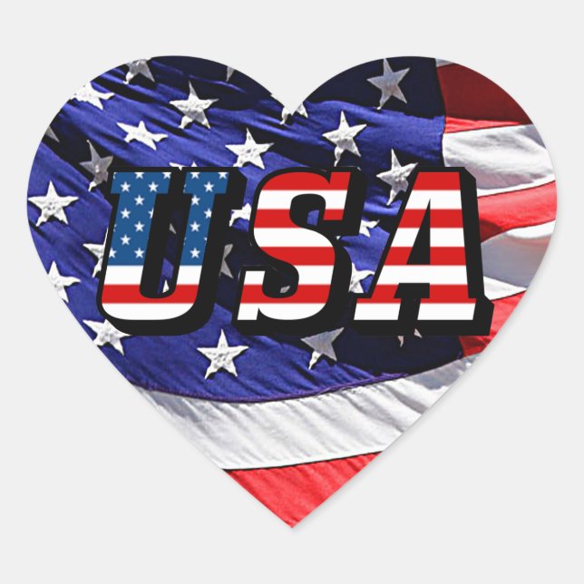 USA - American Flag Heart Stickers (Front)