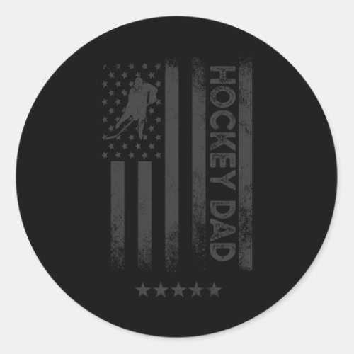 Usa American Flag _ Hockey Dad  Classic Round Sticker