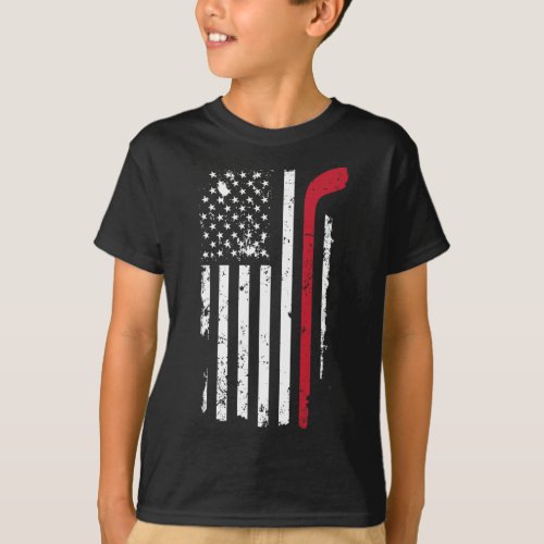 Usa American Flag Hockey T Shirt Hockey Stick Flag