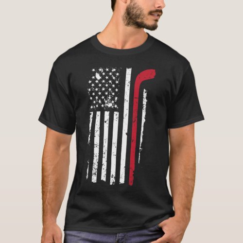 Usa American Flag Hockey T Shirt Hockey Stick Flag