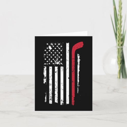 Usa American Flag Hockey T Shirt Hockey Stick Flag Card