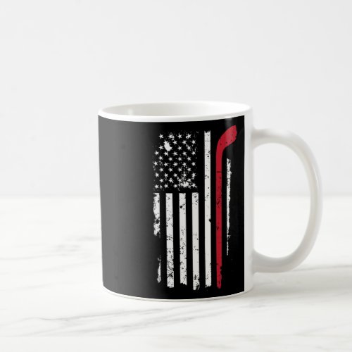 Usa American Flag Hockey T Shirt Hockey Stick Flag Coffee Mug