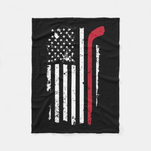 Usa American Flag Hockey T Shirt Hockey Stick Flag Fleece Blanket