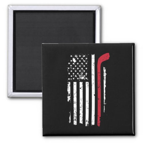Usa American Flag Hockey T Shirt Hockey Stick Flag Magnet