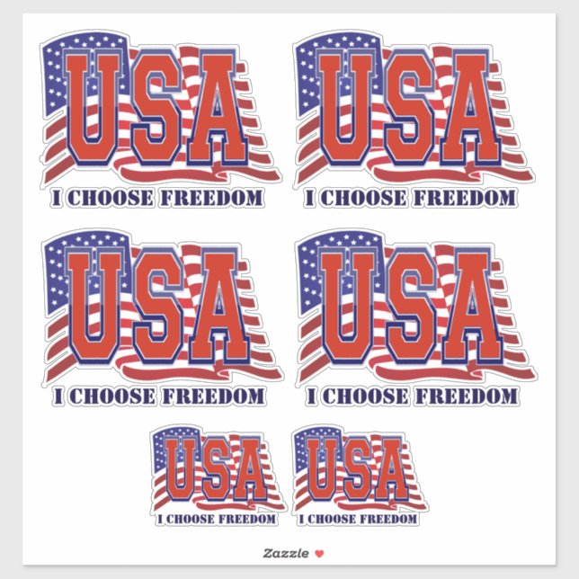 USA American flag I Choose Freedom Patriotic Sticker (Sheet)