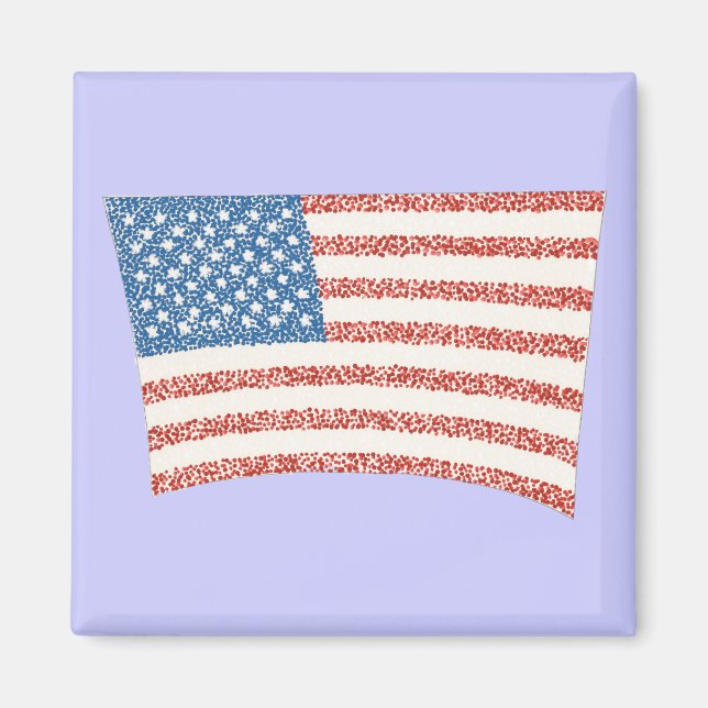 USA American Flag in pointillism magnets (Front)