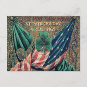 USA American Flag Irish Shamrock Postcard